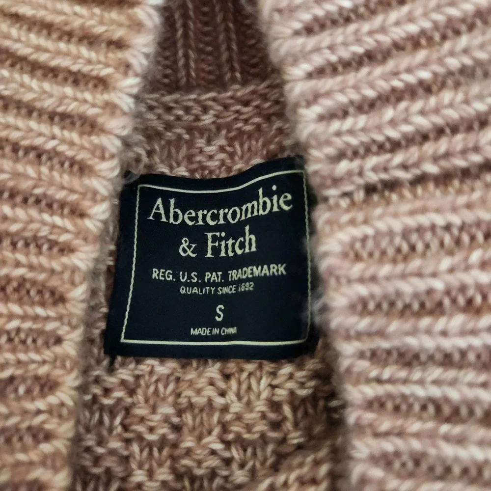 Abercrombie & Fitch Cable Knit Mock Neck Sweater Small Dusty Rose Chunky Preppy‎